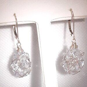 CLOSET SALE!!  New sterling  silver and wrapped crystal drop earrings
